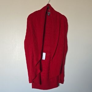 Chaps Bold Red Open Front Cardigan